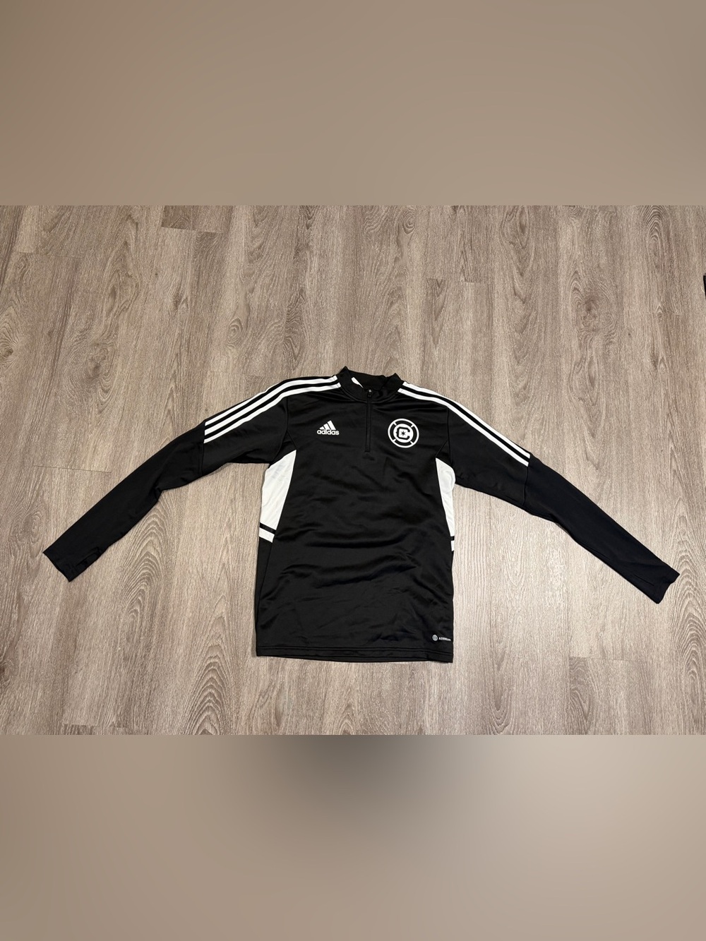 Men's adidas Chicago Fire FC AEROREADY Quarter-Zip Training Top - Black/White